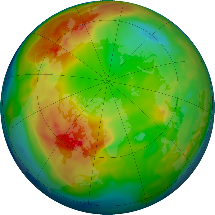 Arctic ozone map for 29 January 2011